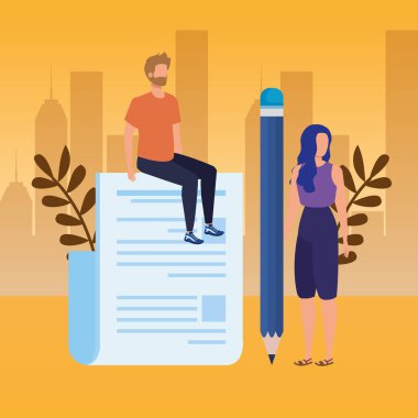 belgeler karakterleri ile genç çift