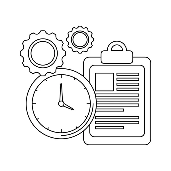 Time clock watch and checklist — Stock Vector