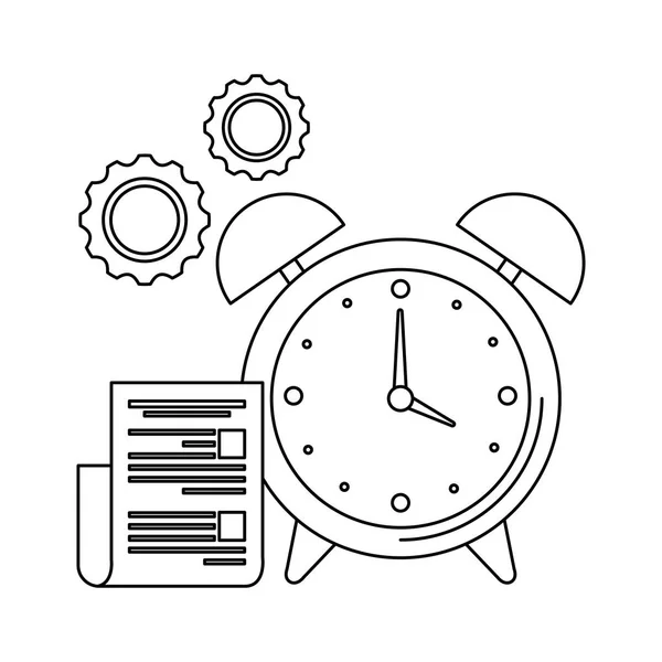 Alarm clock with document file — Stock Vector