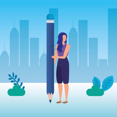 kalem karakteri ile genç kadın