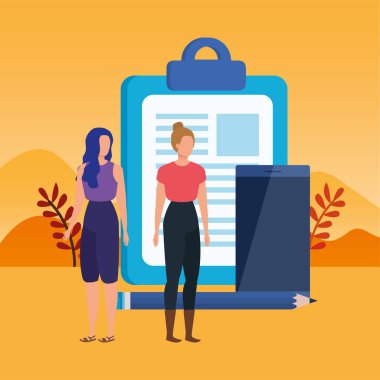 kontrol listesi karakterleri ile genç kadınlar