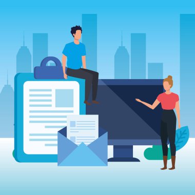 masaüstü karakterleri ile genç çift