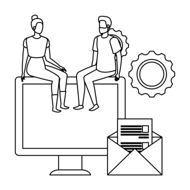 masaüstü karakterleri ile genç çift