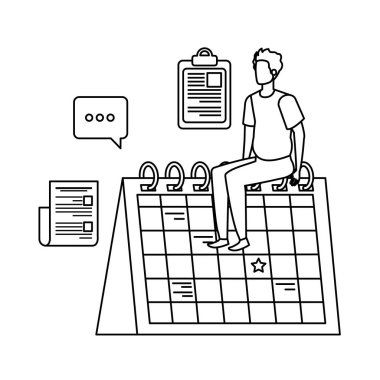 takvim karakteri ile genç adam