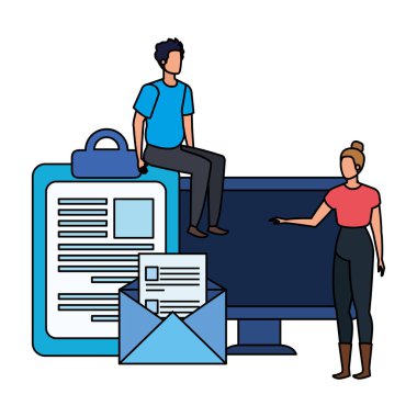 masaüstü karakterleri ile genç çift