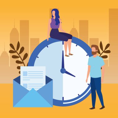 zaman saati ve zarf ile çift