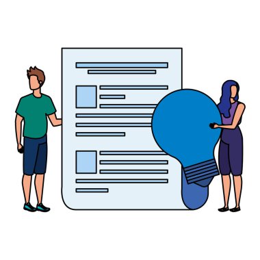 belgeler ve ampul ile genç çift