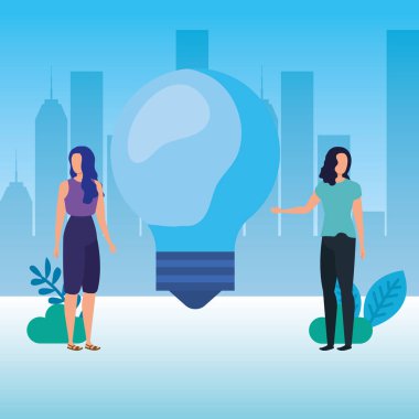 ampul karakterleri ile genç kadınlar