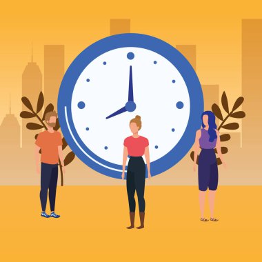 zaman saati ile insanların grubu