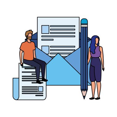 zarf posta karakterleri ile genç çift