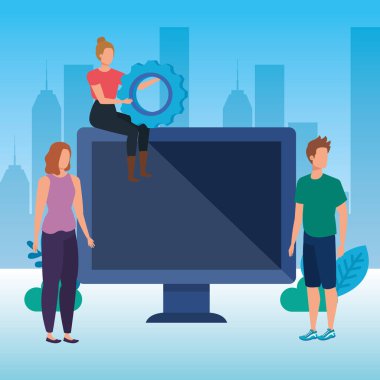 masaüstü karakterleri olan kişi grubu