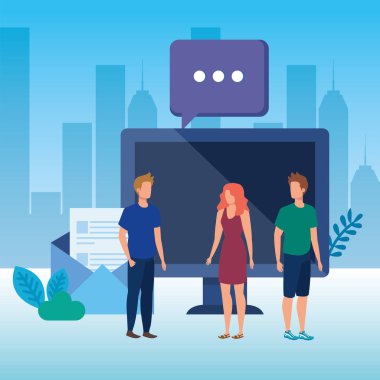 masaüstü karakterleri olan kişi grubu