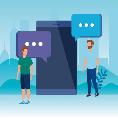 akıllı telefon karakterleri ile genç erkekler