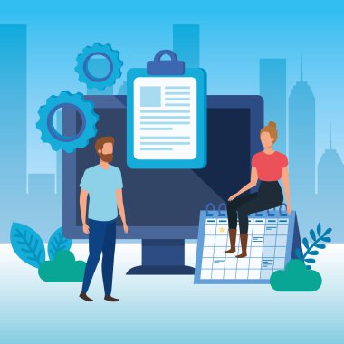 masaüstü karakterleri ile genç çift