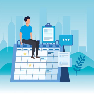 takvim karakteri ile genç adam