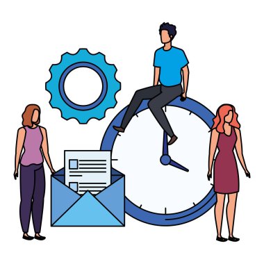 zaman saati karakterleri ile kişi grubu