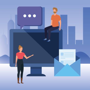 masaüstü karakterleri ile genç çift