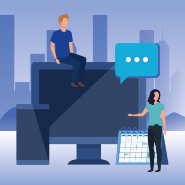 masaüstü karakterleri ile genç çift