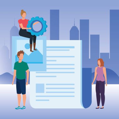 kağıt belge ile kişi grubu