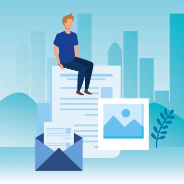 Zarf posta ile genç adam