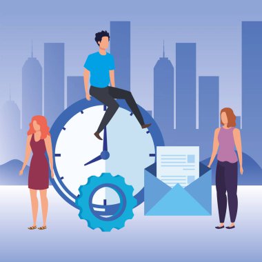 zaman saati karakterleri ile kişi grubu