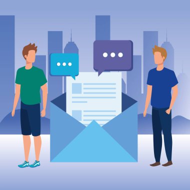 zarf posta ile genç erkekler