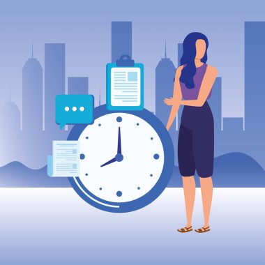 zaman saati ile genç kadın