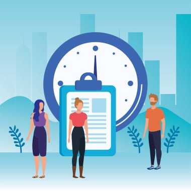 zaman saati karakterleri ile kişi grubu