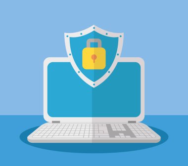 teknoloji internet güvenlik düz tasarım
