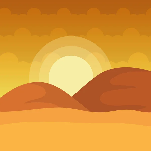 Paisaje desierto duna arena día soleado — Vector de stock