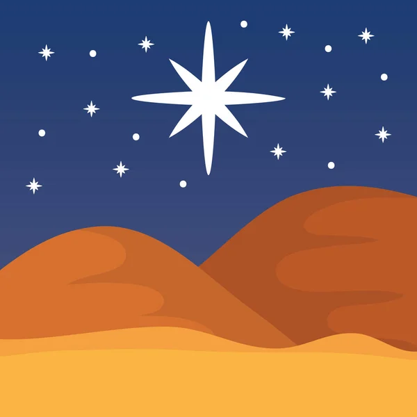 Landskap Desert Dune sand Star Sky Night — Stock vektor