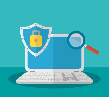 teknoloji internet güvenlik düz tasarım