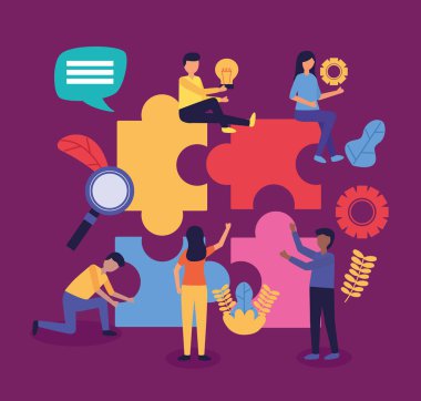 insanlar takım çalışması düz tasarım görüntüsü