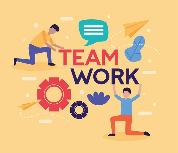 People teamwork flat design image — Stock Vector