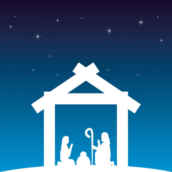 Celebration merry christmas manger flat design — Stock Vector