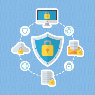 teknoloji internet güvenlik düz tasarım