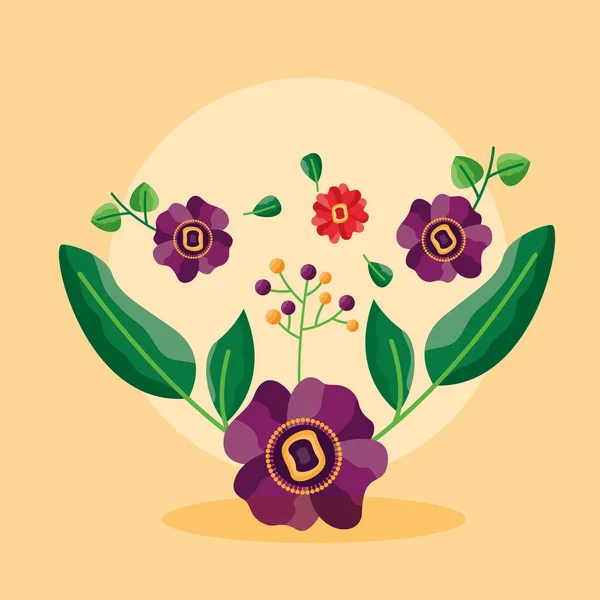 Bloemen regeling gebladerte banner ontwerp — Stockvector