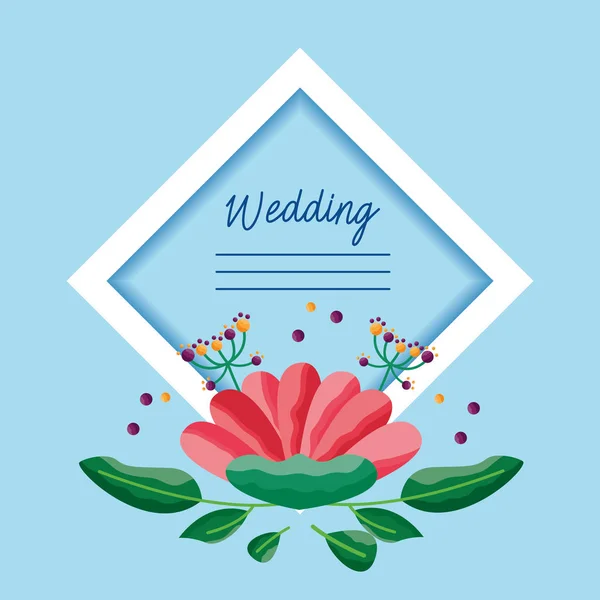 Bruiloft opslaan de datum bloemen kaart — Stockvector