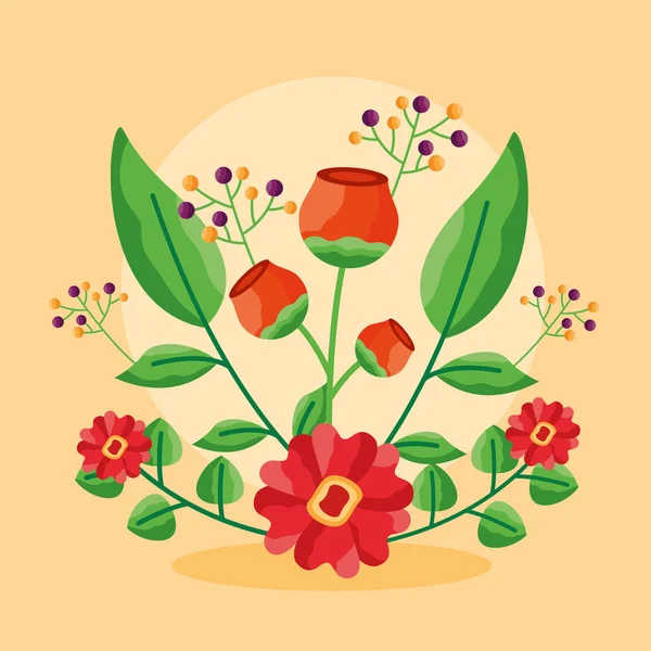 Bloemen regeling gebladerte banner ontwerp — Stockvector