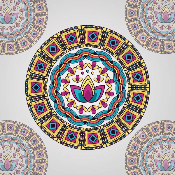 Mandala flor de loto elemento étnico decorativo vintage — Vector de stock