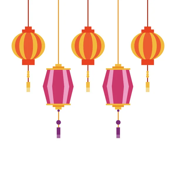 Chine lanternes design vectoriel — Image vectorielle