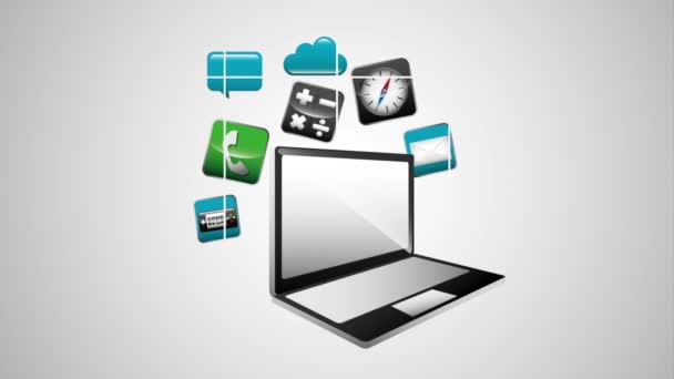Tecnologia big data con laptop — Video Stock