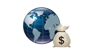 dünya gezegeni ile para çantası