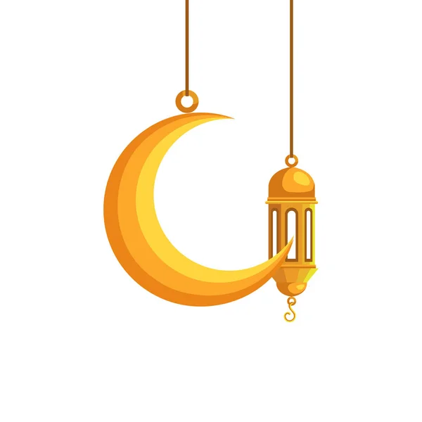 Lampada ramadan kareem e luna sospensione decorazione — Vettoriale Stock