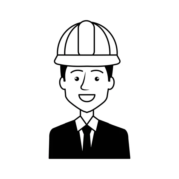 Engineer with helmet avatar character — Stock Vector