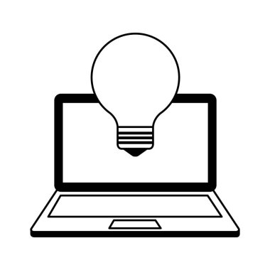 ampul ışık fikir ile dizüstü bilgisayar