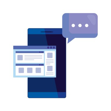 web sayfası şablonu ve konuşma balonu ile akıllı telefon cihazı