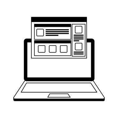Web sayfası şablonu ile dizüstü bilgisayar