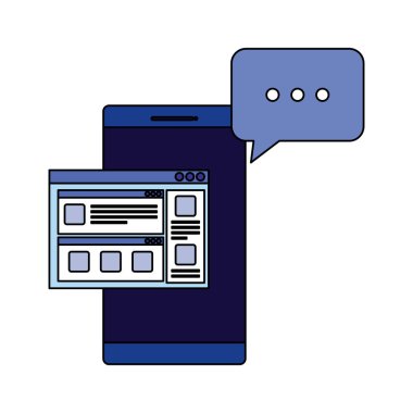 web sayfası şablonu ve konuşma balonu ile akıllı telefon cihazı