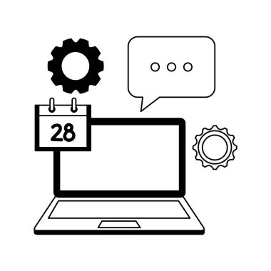 laptop ile Sosyal Medya simgeler